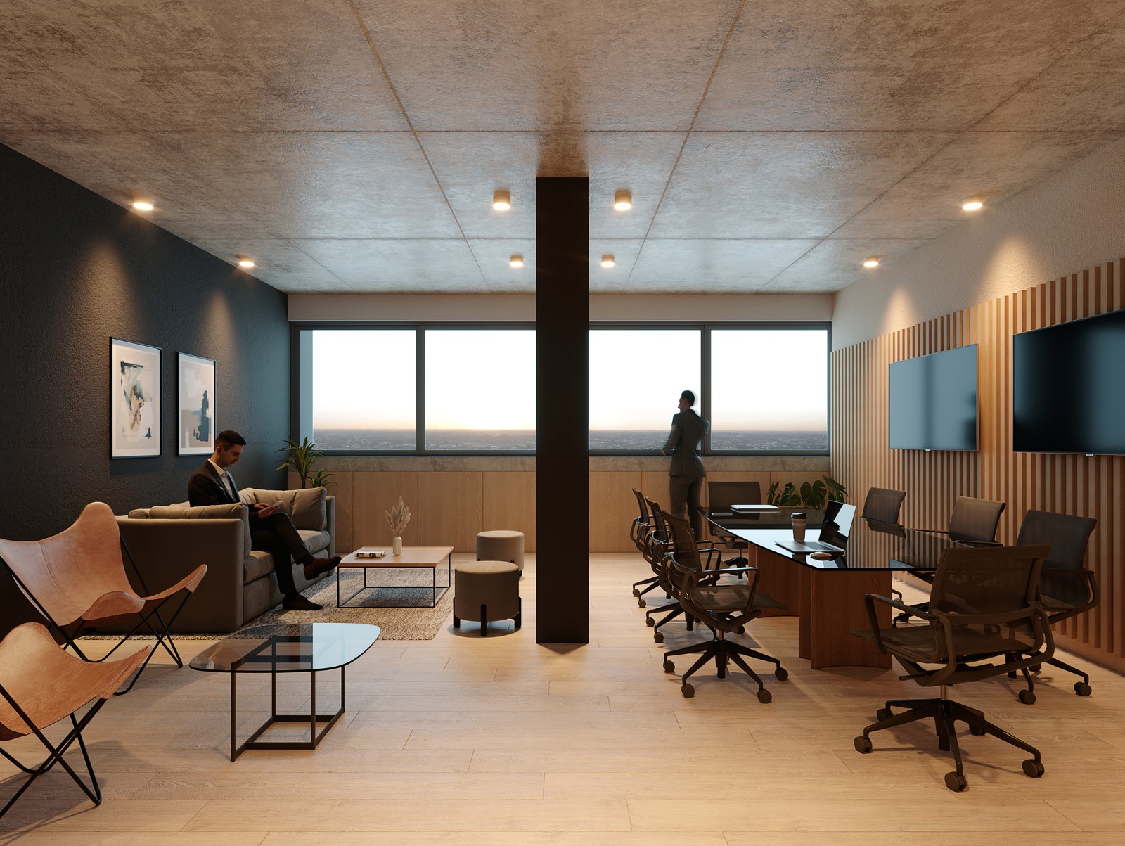 Coworking del edificio, render del proyecto